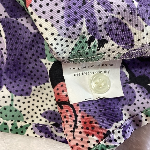 Bleyle Y2K Purple Red Green Floral Button-Up Blouse Polka Dots Fairycore L/XL - Picture 7 of 7